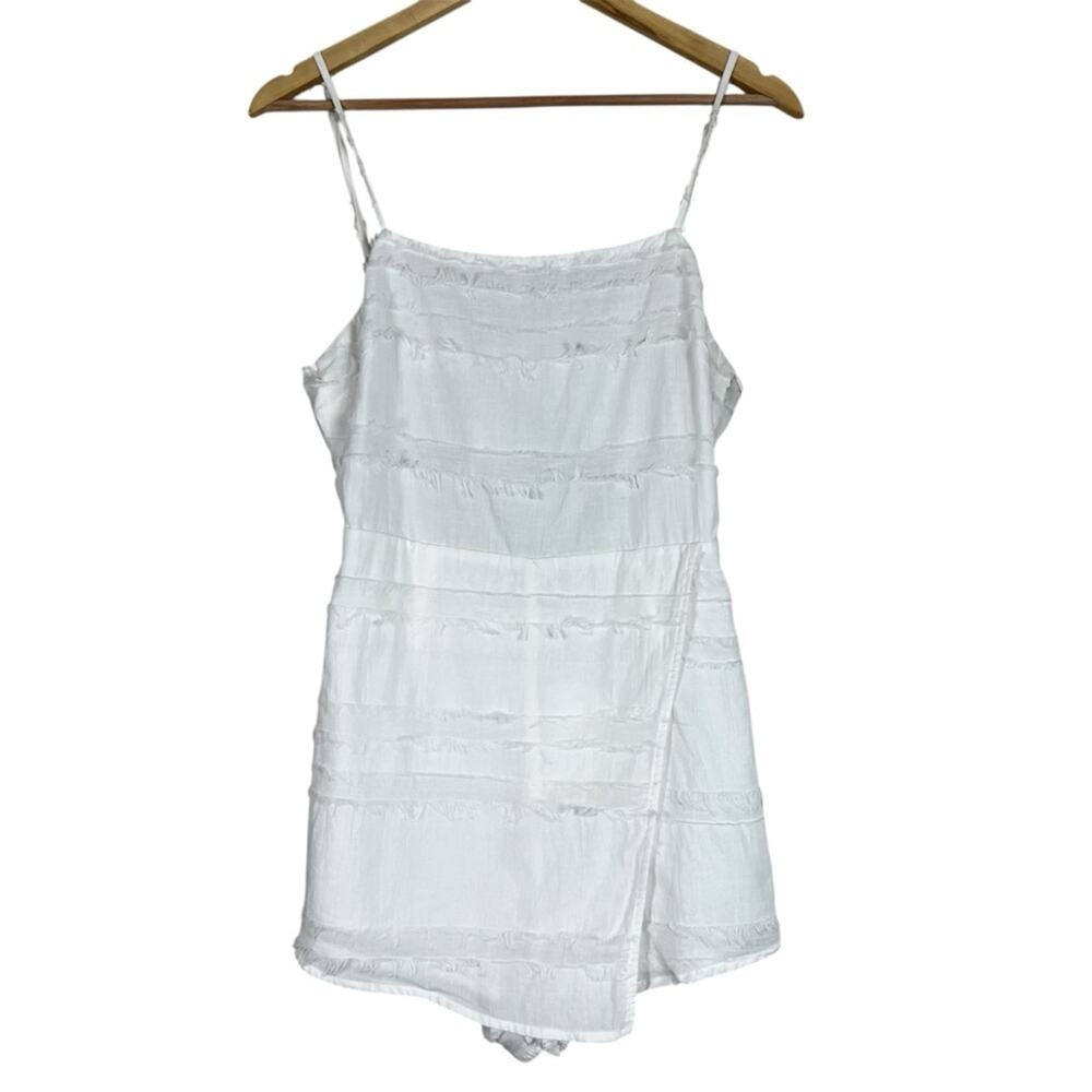 NWT Stolen Hearts Romper Womens M White Open Back Fringe Western Coastal Cowgirl
